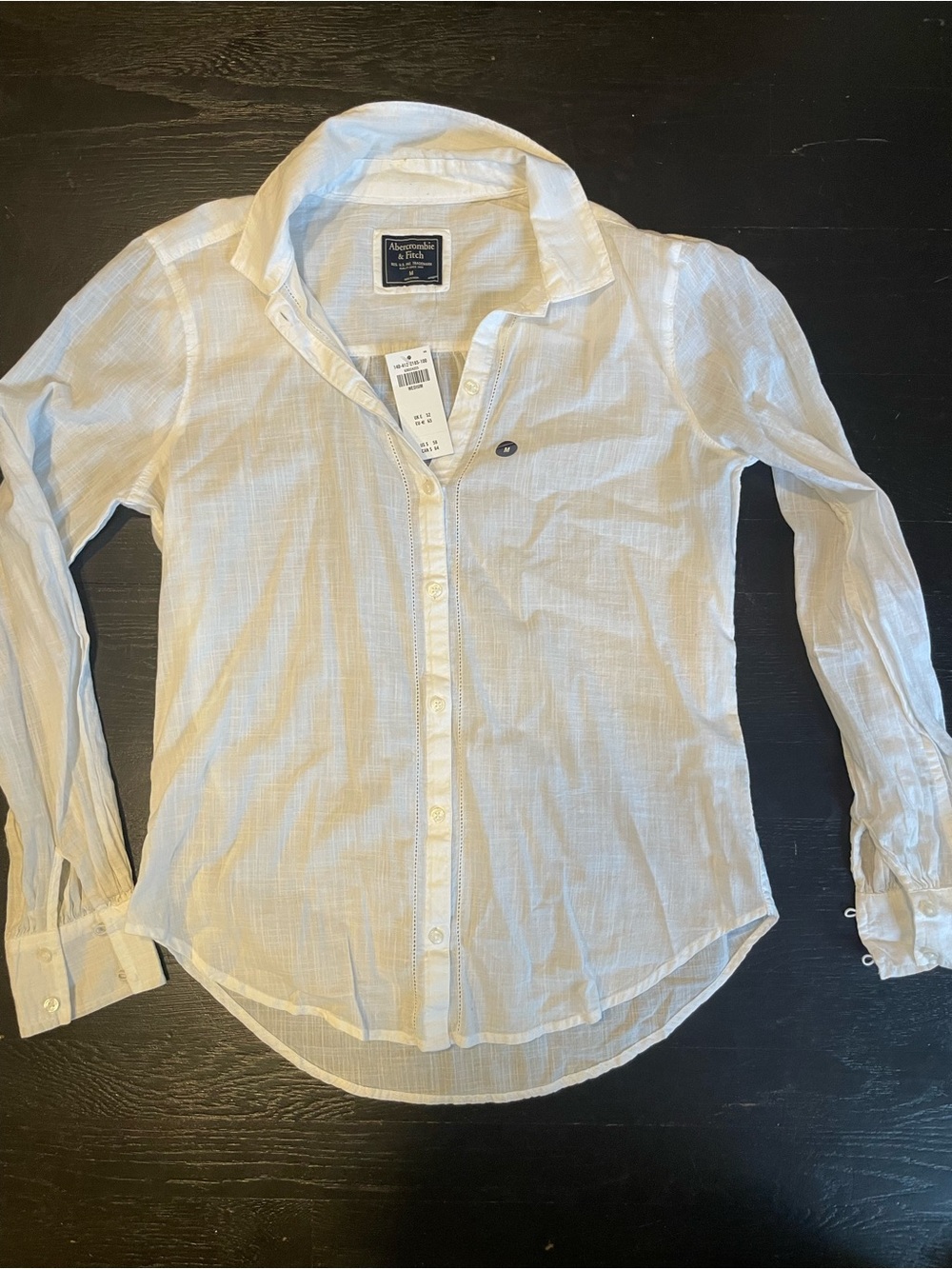 Abercrombie & Fitch White Long-Sleeve Button-Down Shirt